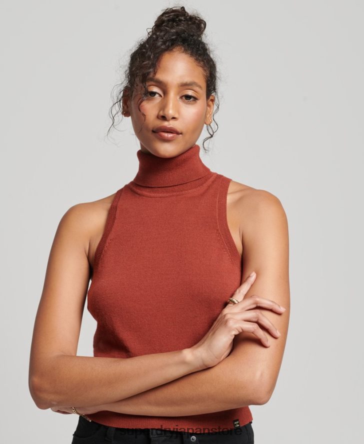 スタジオメリノロールネックベスト 女性 Superdry 衣類 黄褐色 2J62PZ4000