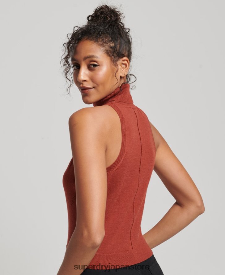 スタジオメリノロールネックベスト 女性 Superdry 衣類 黄褐色 2J62PZ4000
