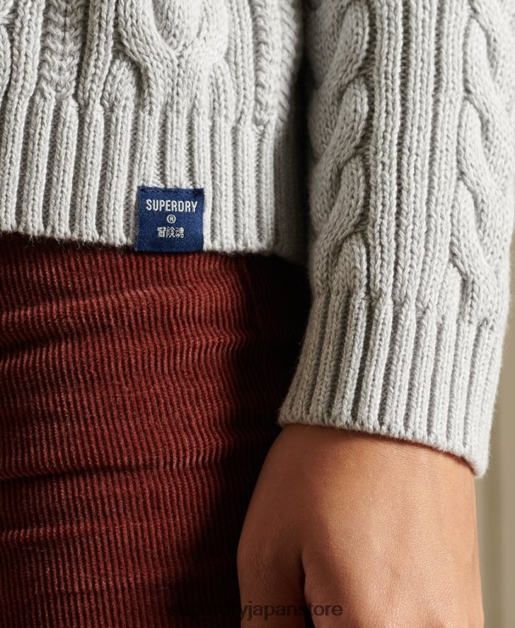 ドロップショルダーケーブルロールネックジャンパー 女性 Superdry 衣類 グレー 2J62PZ4002