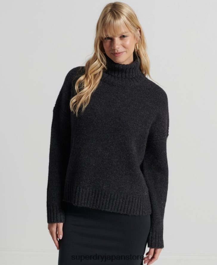 スタジオ チャンキー ロールネック セーター 女性 Superdry 衣類 濃い灰色 2J62PZ4006