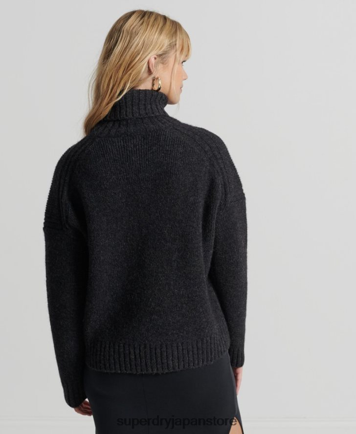 スタジオ チャンキー ロールネック セーター 女性 Superdry 衣類 濃い灰色 2J62PZ4006