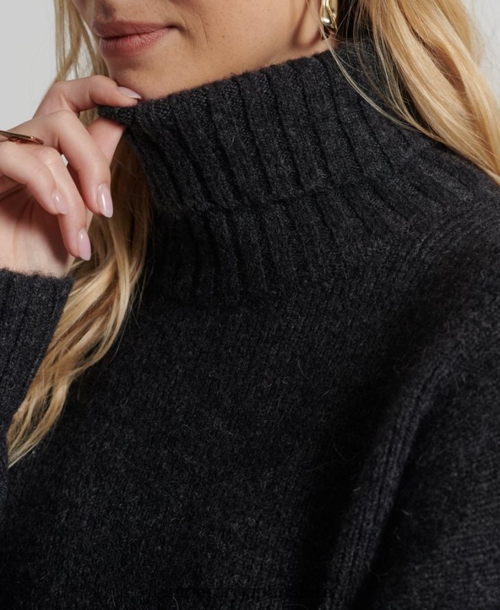 スタジオ チャンキー ロールネック セーター 女性 Superdry 衣類 濃い灰色 2J62PZ4006