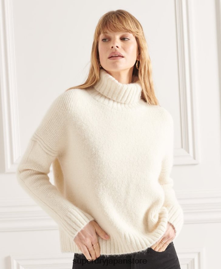 スタジオ チャンキー ロールネック セーター 女性 Superdry 衣類 白 2J62PZ4007