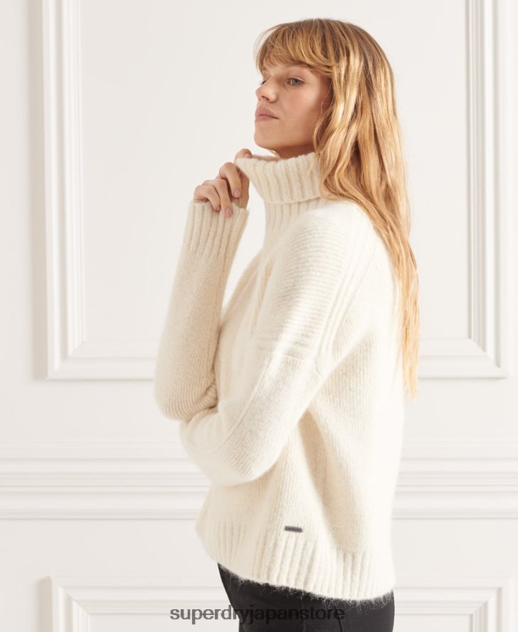 スタジオ チャンキー ロールネック セーター 女性 Superdry 衣類 白 2J62PZ4007