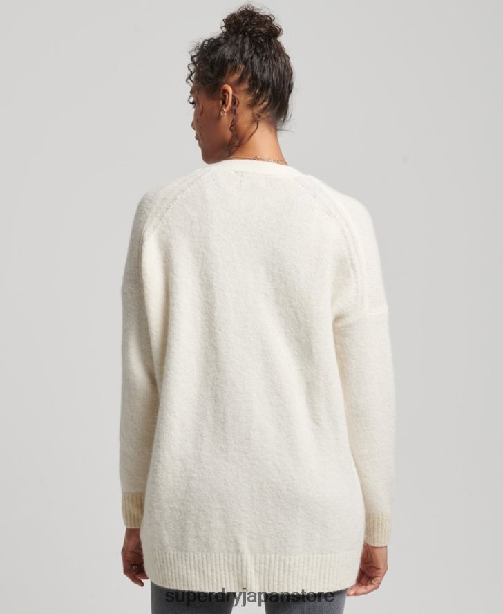 スタジオロングカーディガン 女性 Superdry 衣類 白 2J62PZ4008
