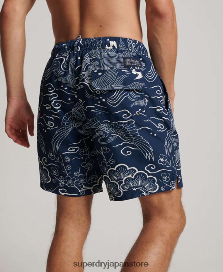 ハワイアンリサイクルスイムショーツ 男性 Superdry 衣類 濃紺 2J62PZ400