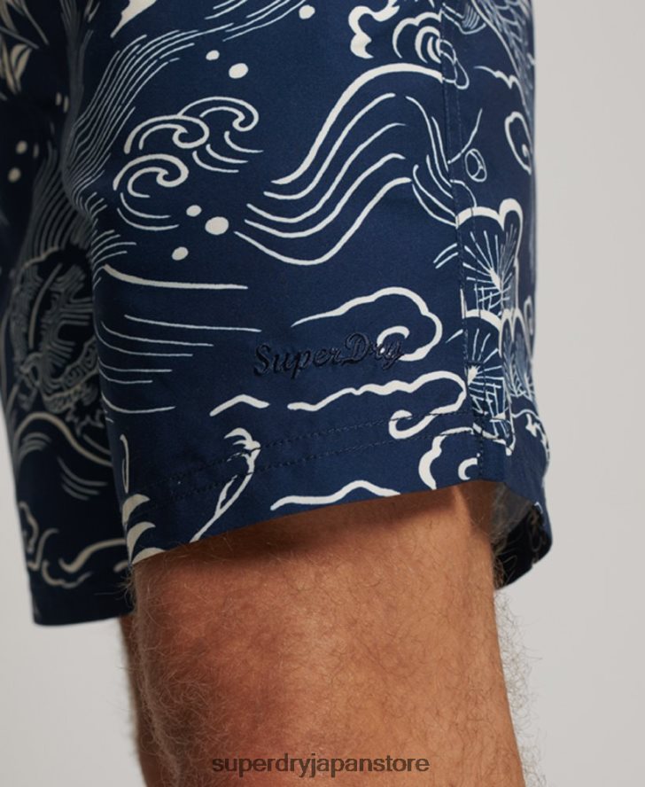 ハワイアンリサイクルスイムショーツ 男性 Superdry 衣類 濃紺 2J62PZ400