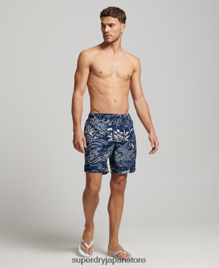 ハワイアンリサイクルスイムショーツ 男性 Superdry 衣類 濃紺 2J62PZ400