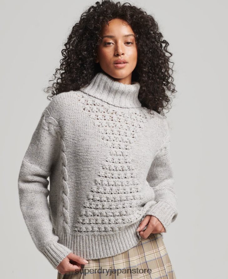 チャンキーケーブルロールネックセーター 女性 Superdry 衣類 白 2J62PZ4010