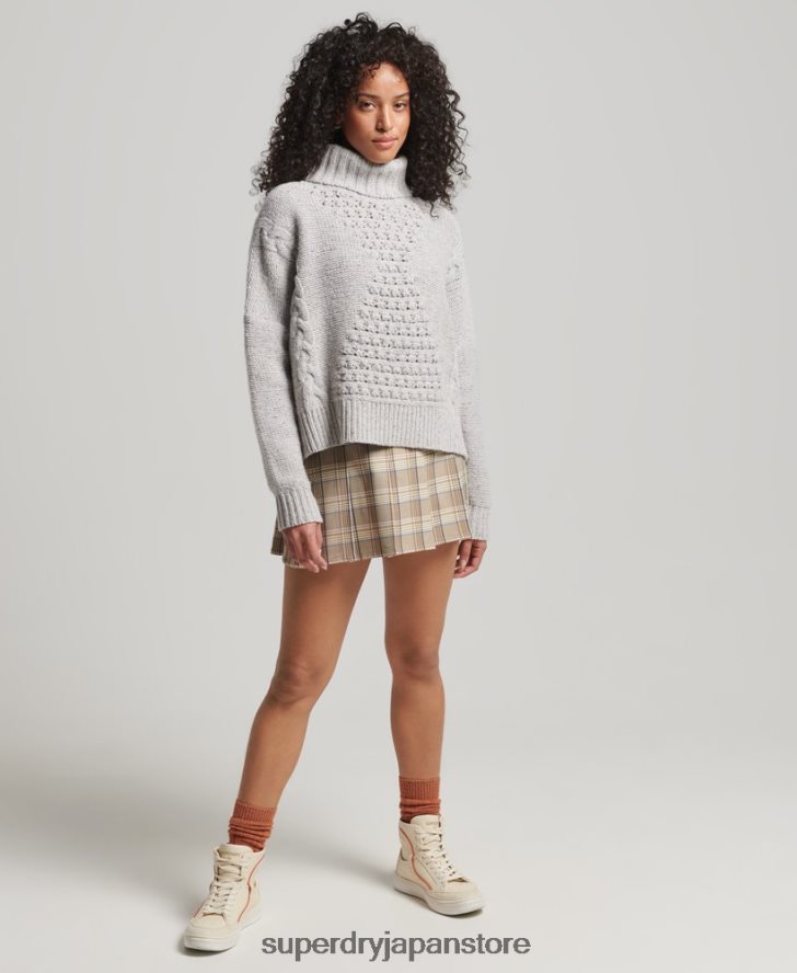 チャンキーケーブルロールネックセーター 女性 Superdry 衣類 白 2J62PZ4010