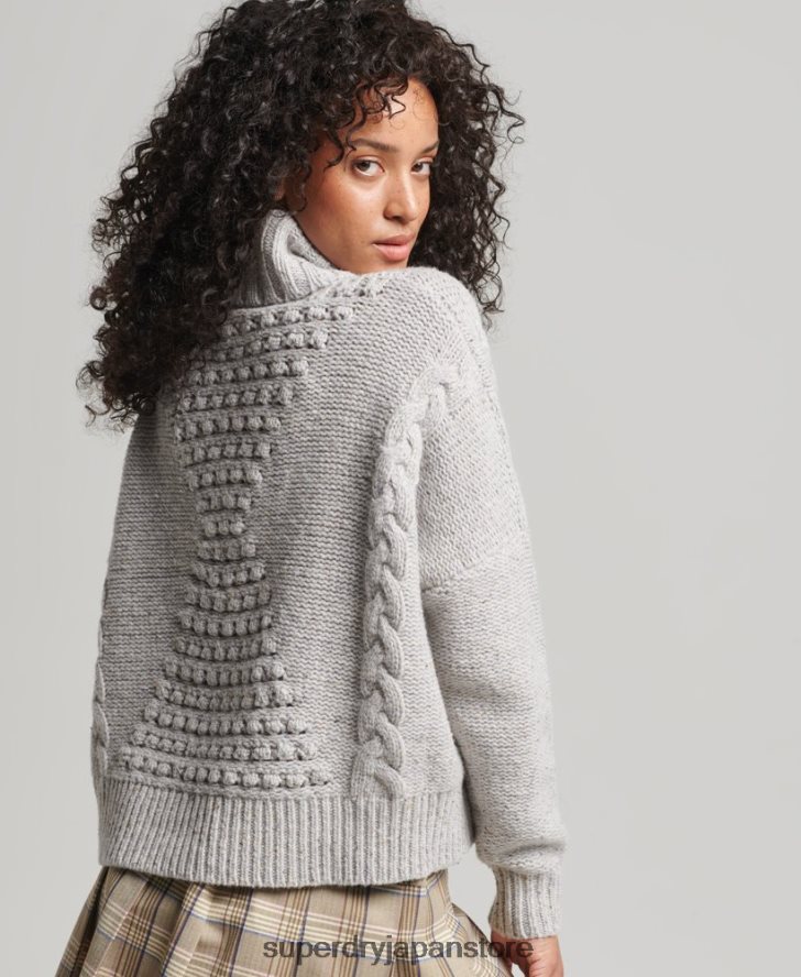 チャンキーケーブルロールネックセーター 女性 Superdry 衣類 白 2J62PZ4010