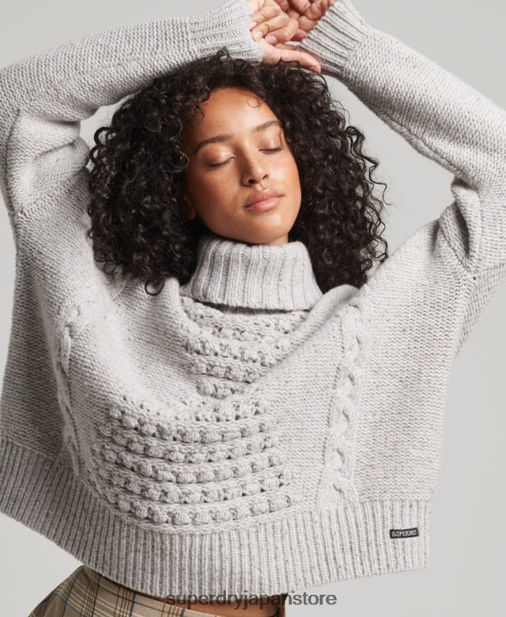 チャンキーケーブルロールネックセーター 女性 Superdry 衣類 白 2J62PZ4010