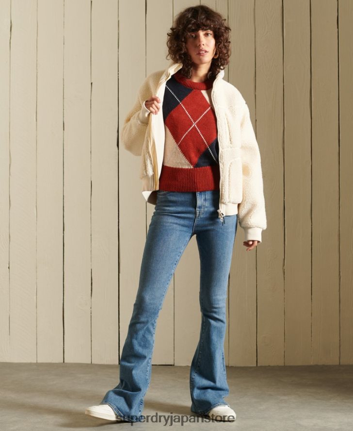 パターン クルーセーター 女性 Superdry 衣類 赤 2J62PZ4011