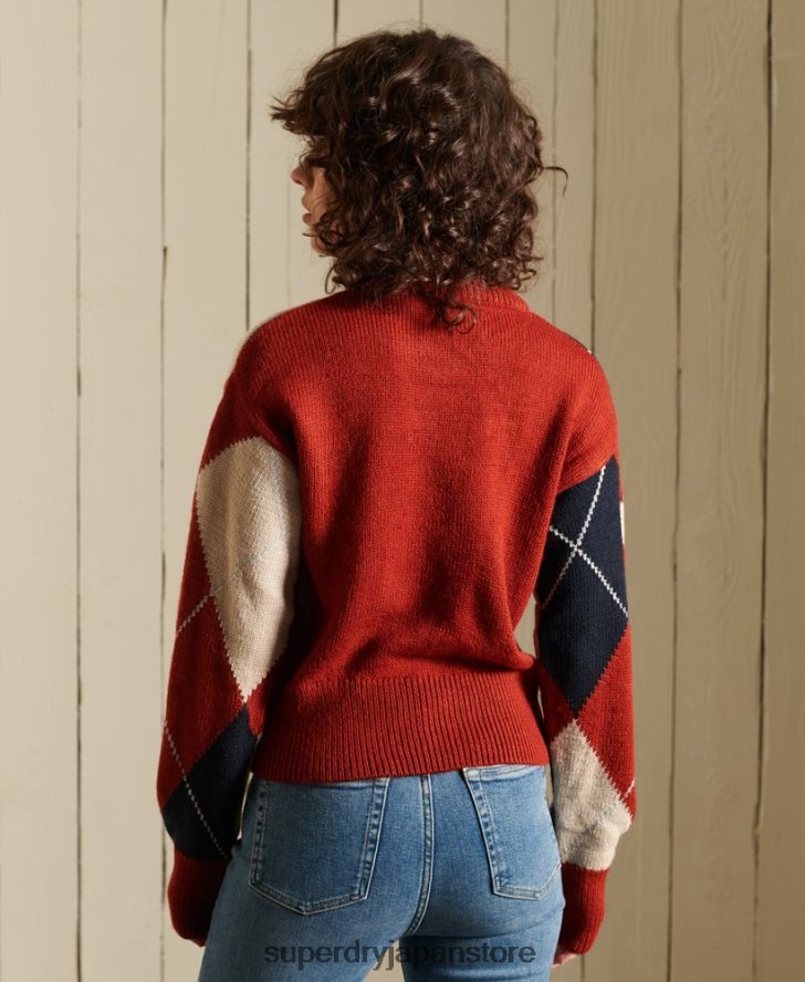 パターン クルーセーター 女性 Superdry 衣類 赤 2J62PZ4011