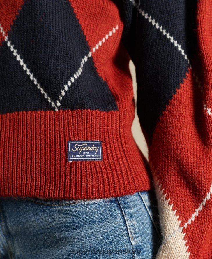パターン クルーセーター 女性 Superdry 衣類 赤 2J62PZ4011