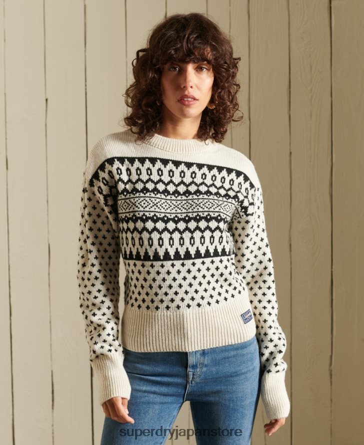 パターン クルーセーター 女性 Superdry 衣類 クリーム 2J62PZ4012