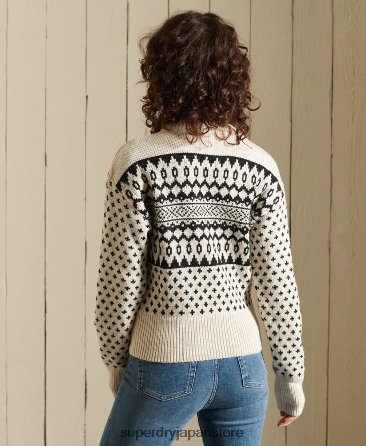 パターン クルーセーター 女性 Superdry 衣類 クリーム 2J62PZ4012