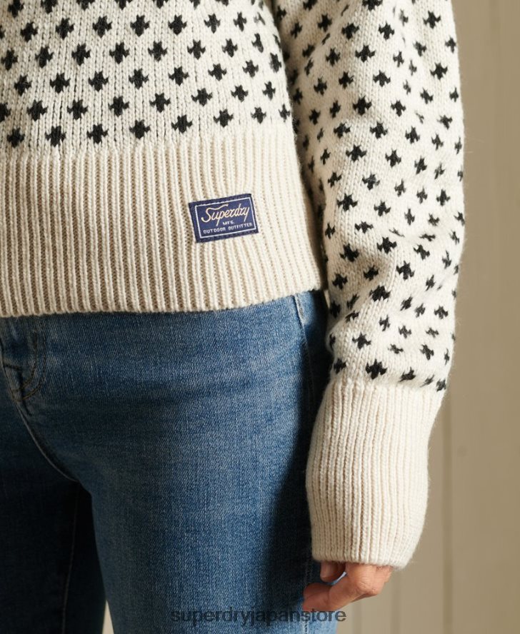 パターン クルーセーター 女性 Superdry 衣類 クリーム 2J62PZ4012