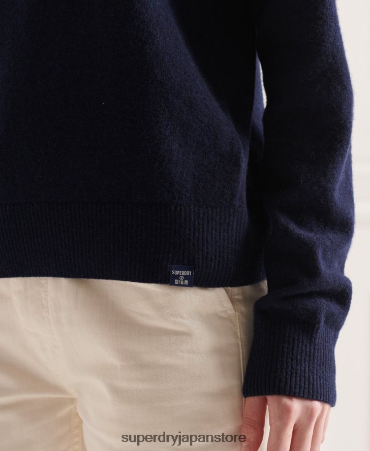 ラムウール ロールネックセーター 女性 Superdry 衣類 海軍 2J62PZ4017