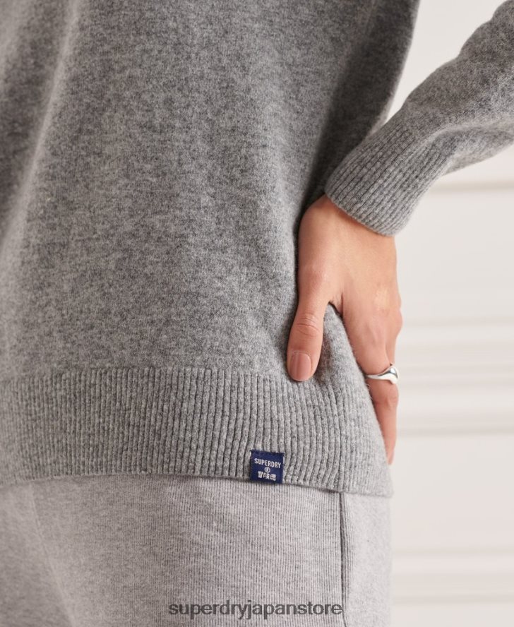 ラムウール ロールネックセーター 女性 Superdry 衣類 ライトグレー 2J62PZ4018