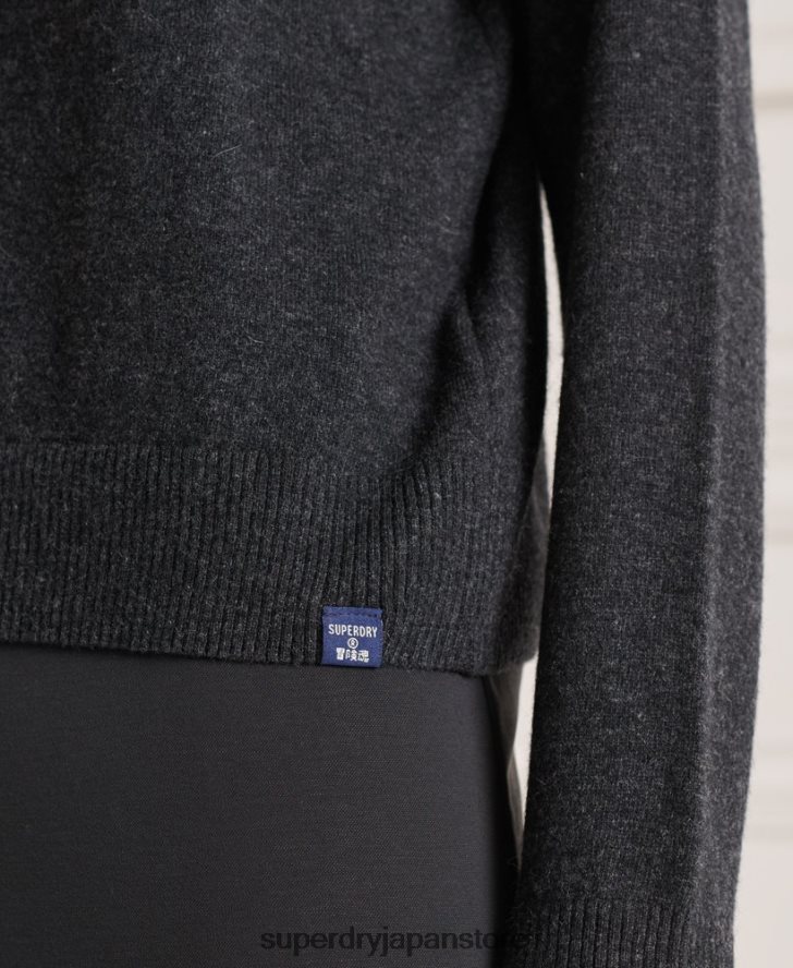 ラムウール ロールネックセーター 女性 Superdry 衣類 濃い灰色 2J62PZ4019