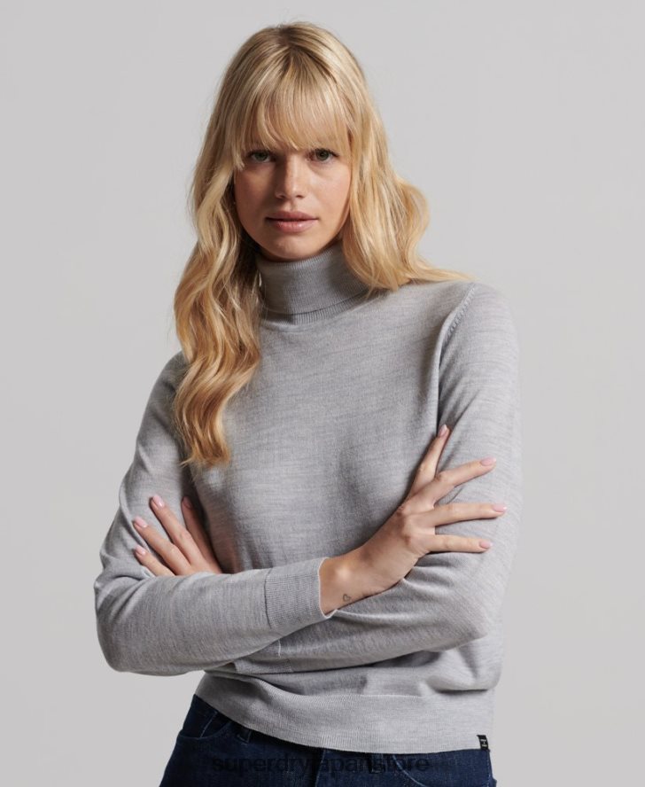 スタジオメリノロールネックセーター 女性 Superdry 衣類 ライトグレー 2J62PZ4020