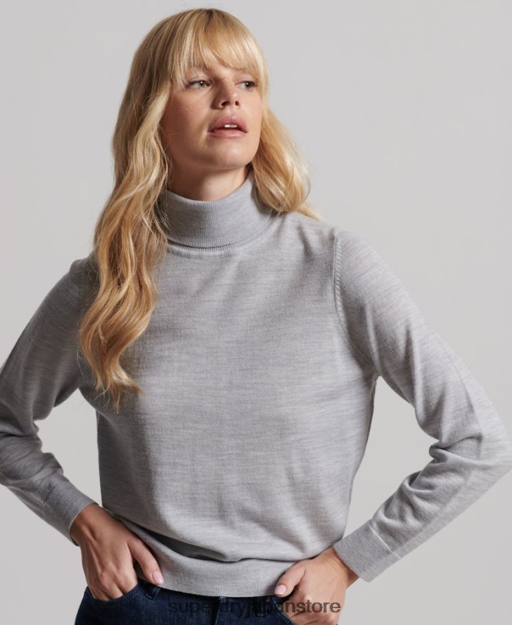 スタジオメリノロールネックセーター 女性 Superdry 衣類 ライトグレー 2J62PZ4020