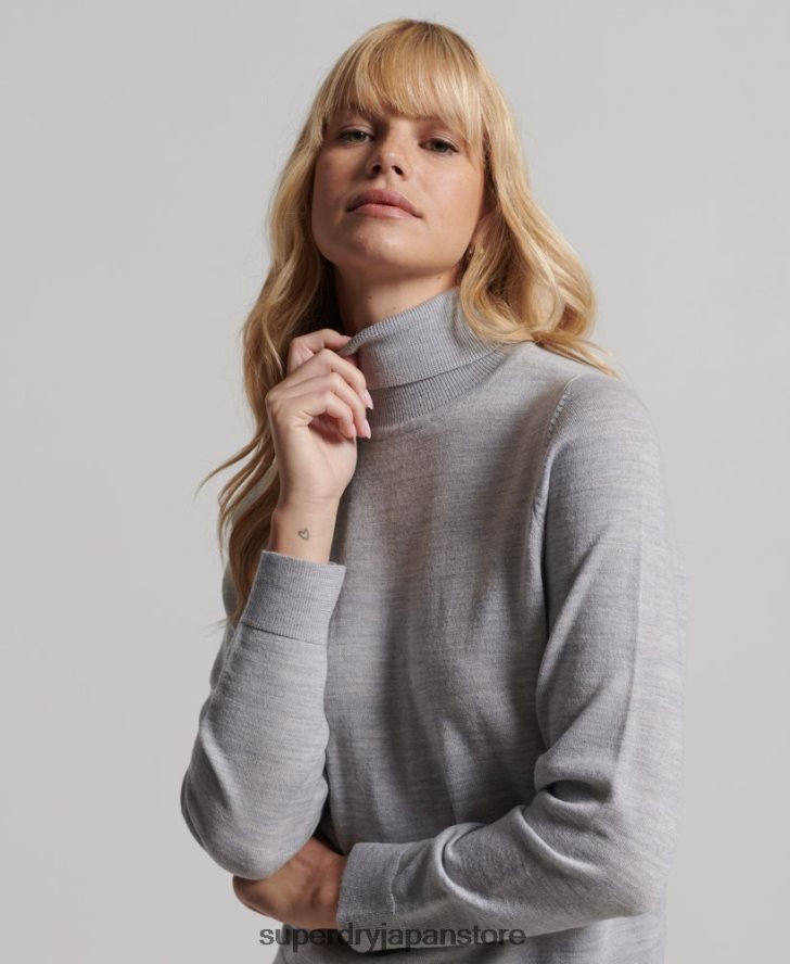 スタジオメリノロールネックセーター 女性 Superdry 衣類 ライトグレー 2J62PZ4020