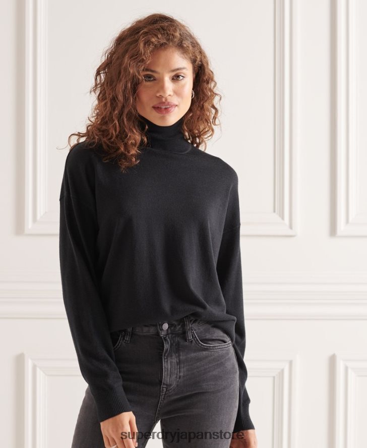 メリノドロップショルダーロールネックセーター 女性 Superdry 衣類 黒 2J62PZ4021