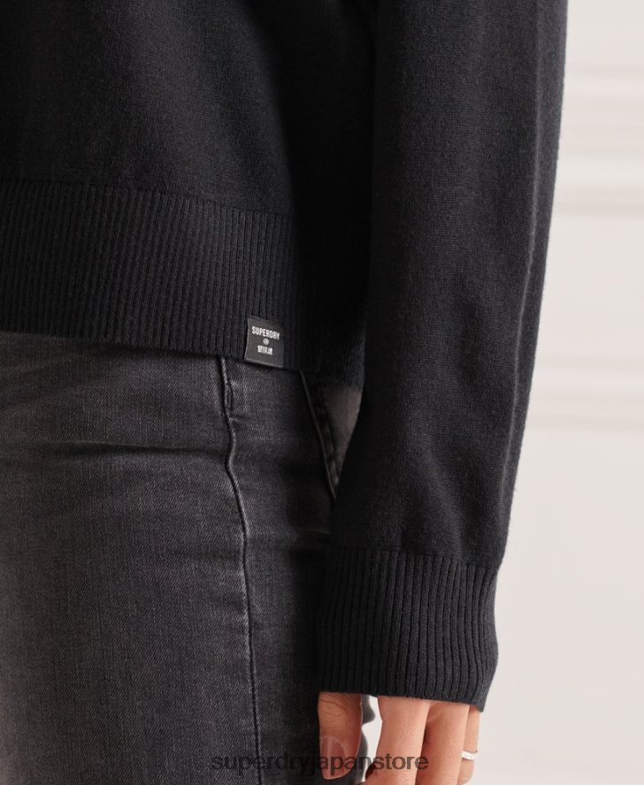 メリノドロップショルダーロールネックセーター 女性 Superdry 衣類 黒 2J62PZ4021