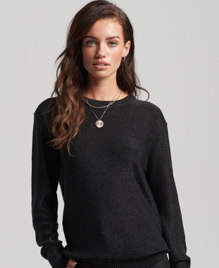 メタリック クルーネック セーター 女性 Superdry 衣類 黒 2J62PZ4027