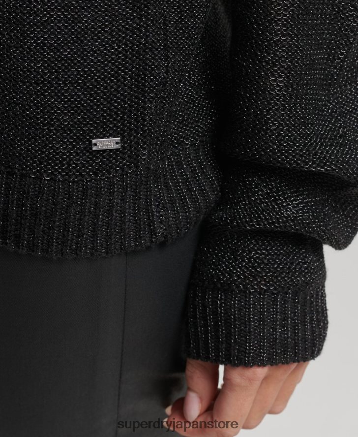 メタリック クルーネック セーター 女性 Superdry 衣類 黒 2J62PZ4027