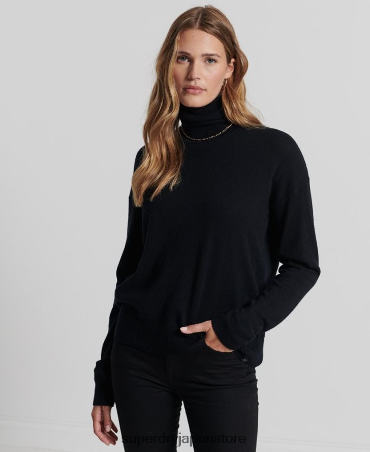 ラムウール ロールネックセーター 女性 Superdry 衣類 黒 2J62PZ4029