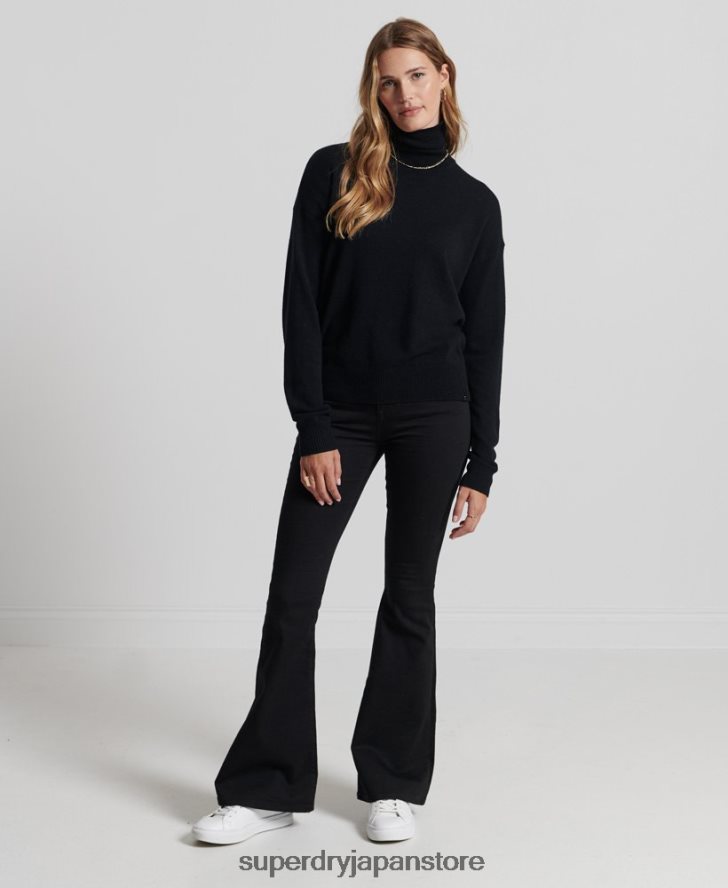 ラムウール ロールネックセーター 女性 Superdry 衣類 黒 2J62PZ4029