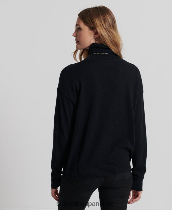 ラムウール ロールネックセーター 女性 Superdry 衣類 黒 2J62PZ4029