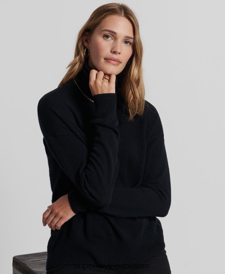 ラムウール ロールネックセーター 女性 Superdry 衣類 黒 2J62PZ4029