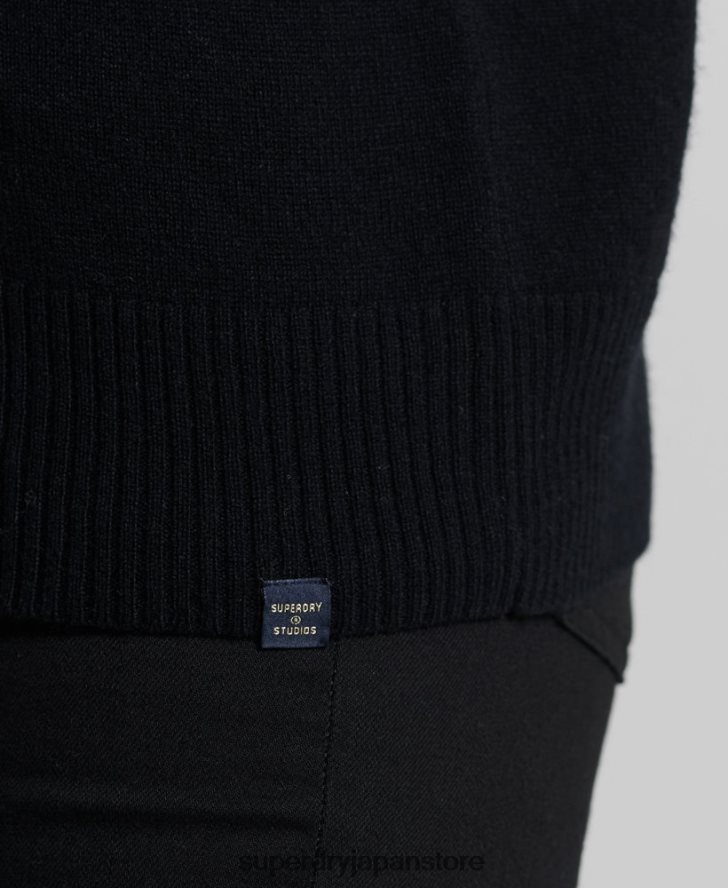 ラムウール ロールネックセーター 女性 Superdry 衣類 黒 2J62PZ4029