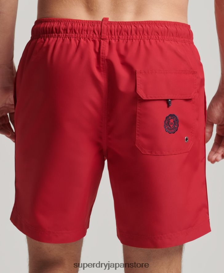 ポロリサイクルスイムショーツ 男性 Superdry 衣類 赤 2J62PZ402
