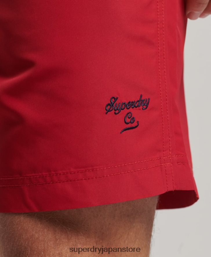 ポロリサイクルスイムショーツ 男性 Superdry 衣類 赤 2J62PZ402