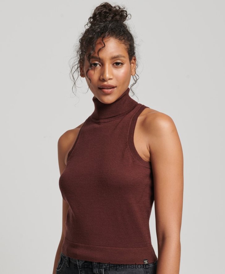 スタジオメリノロールネックベスト 女性 Superdry 衣類 茶色 2J62PZ4031