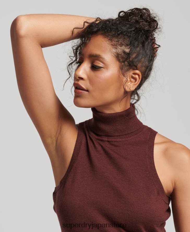 スタジオメリノロールネックベスト 女性 Superdry 衣類 茶色 2J62PZ4031