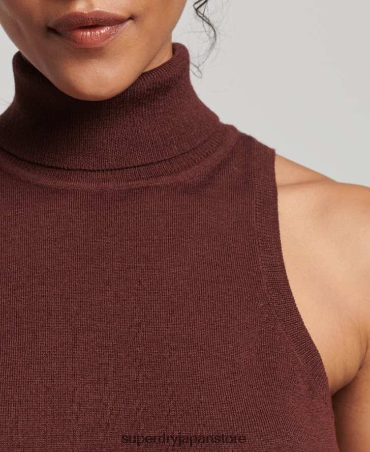 スタジオメリノロールネックベスト 女性 Superdry 衣類 茶色 2J62PZ4031