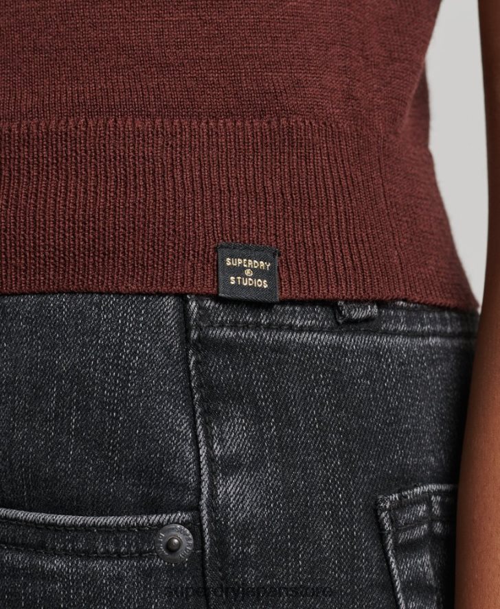 スタジオメリノロールネックベスト 女性 Superdry 衣類 茶色 2J62PZ4031