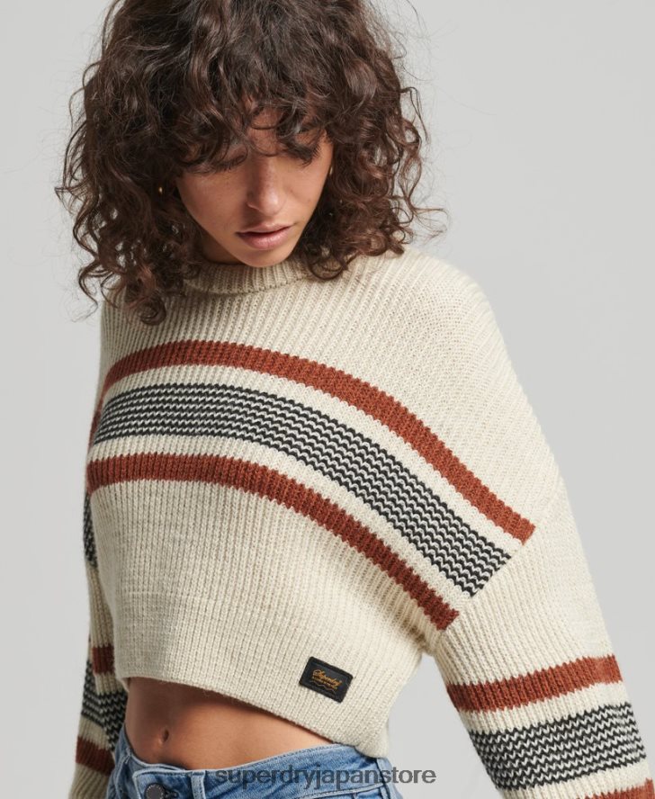 クロップドクラシッククルーセーター 女性 Superdry 衣類 白 2J62PZ4036
