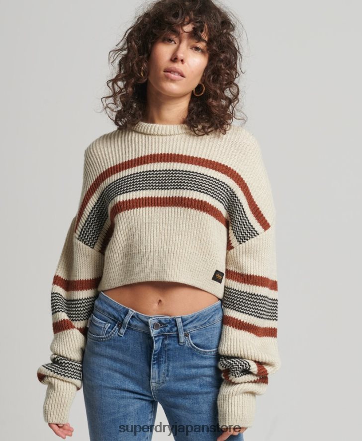 クロップドクラシッククルーセーター 女性 Superdry 衣類 白 2J62PZ4036