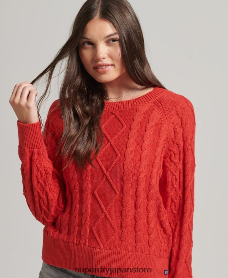 コットンケーブルクルージャンパー 女性 Superdry 衣類 赤 2J62PZ4038