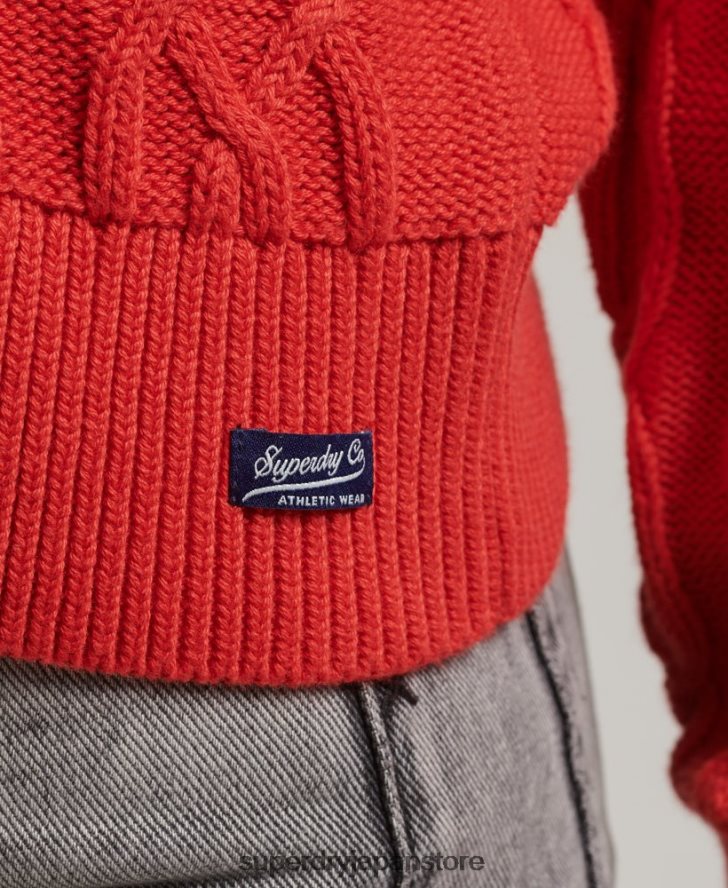 コットンケーブルクルージャンパー 女性 Superdry 衣類 赤 2J62PZ4038