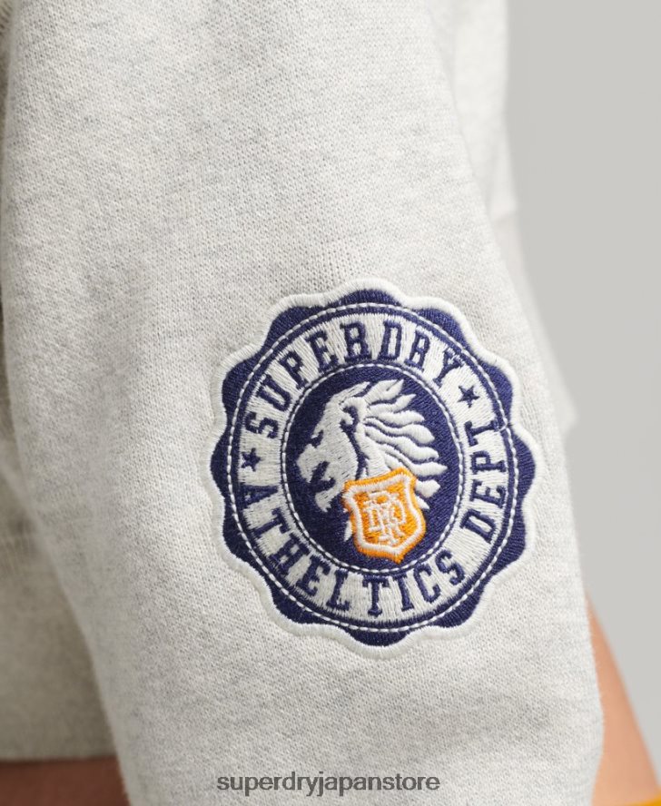 オーガニックコットン バーシティ クロップコットン クルージャンパー 女性 Superdry 衣類 グレー 2J62PZ4039