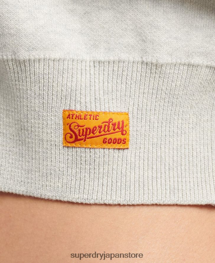 オーガニックコットン バーシティ クロップコットン クルージャンパー 女性 Superdry 衣類 グレー 2J62PZ4039