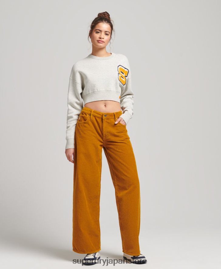 オーガニックコットン バーシティ クロップコットン クルージャンパー 女性 Superdry 衣類 グレー 2J62PZ4039